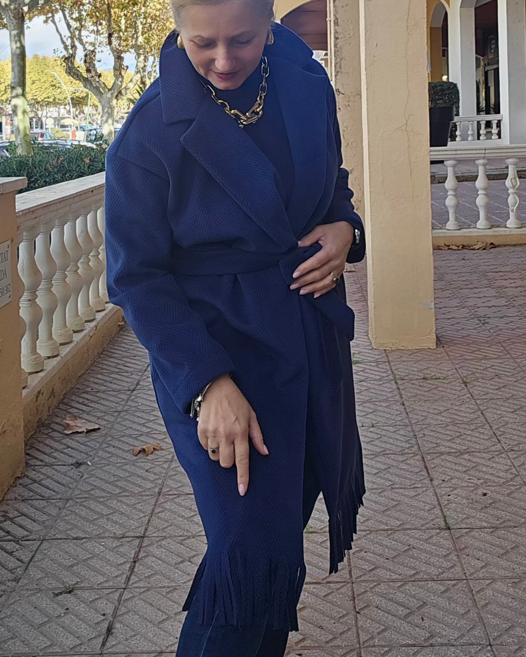 Abrigo Eleganza Azul con flacos