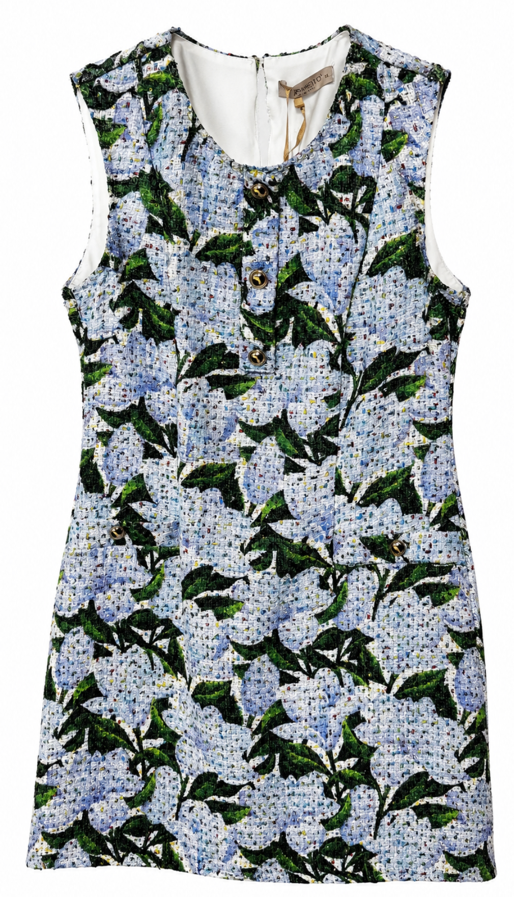 Vestido Tweed Floral Azure