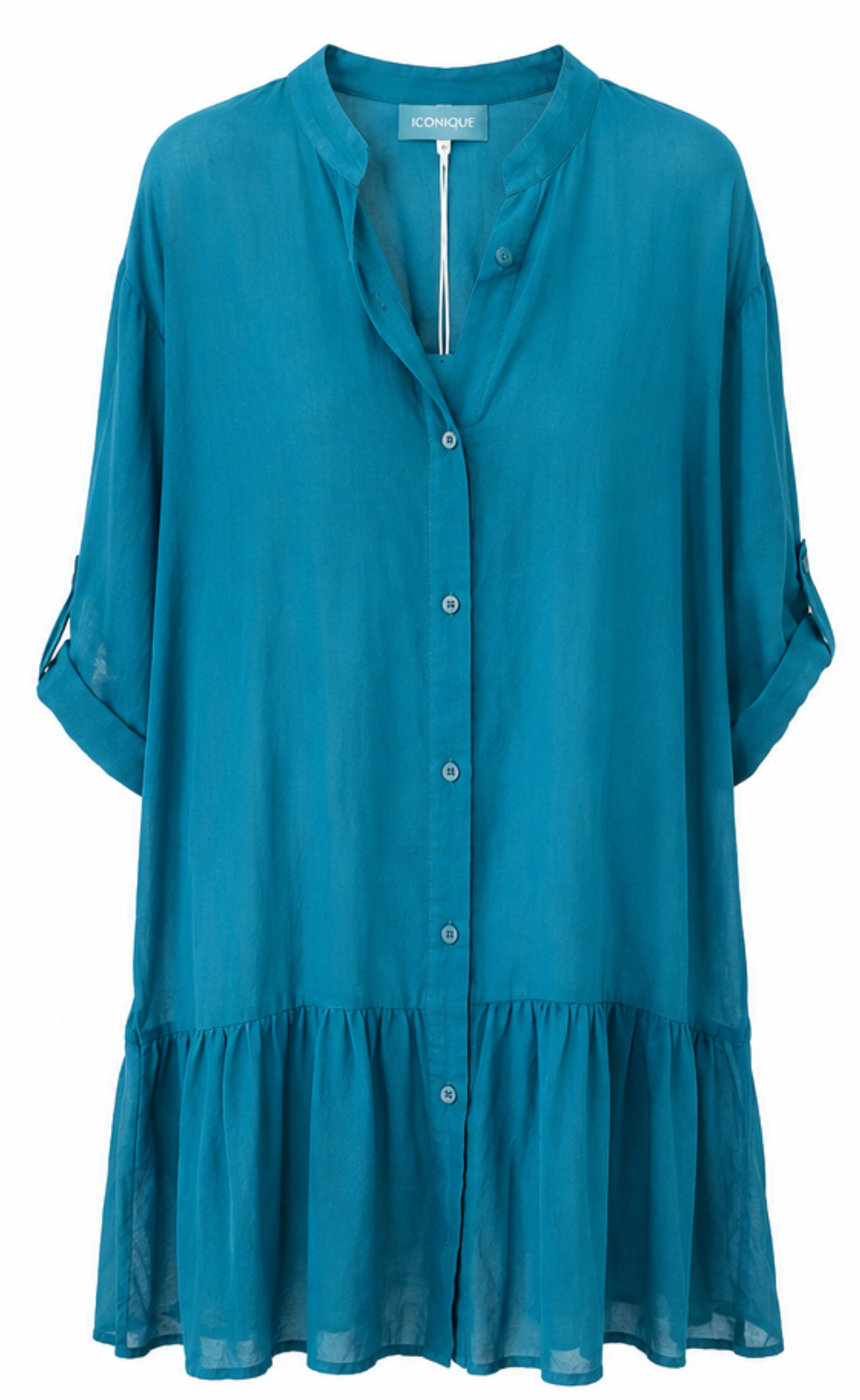 Vestido Camisero Fluido Turquesa