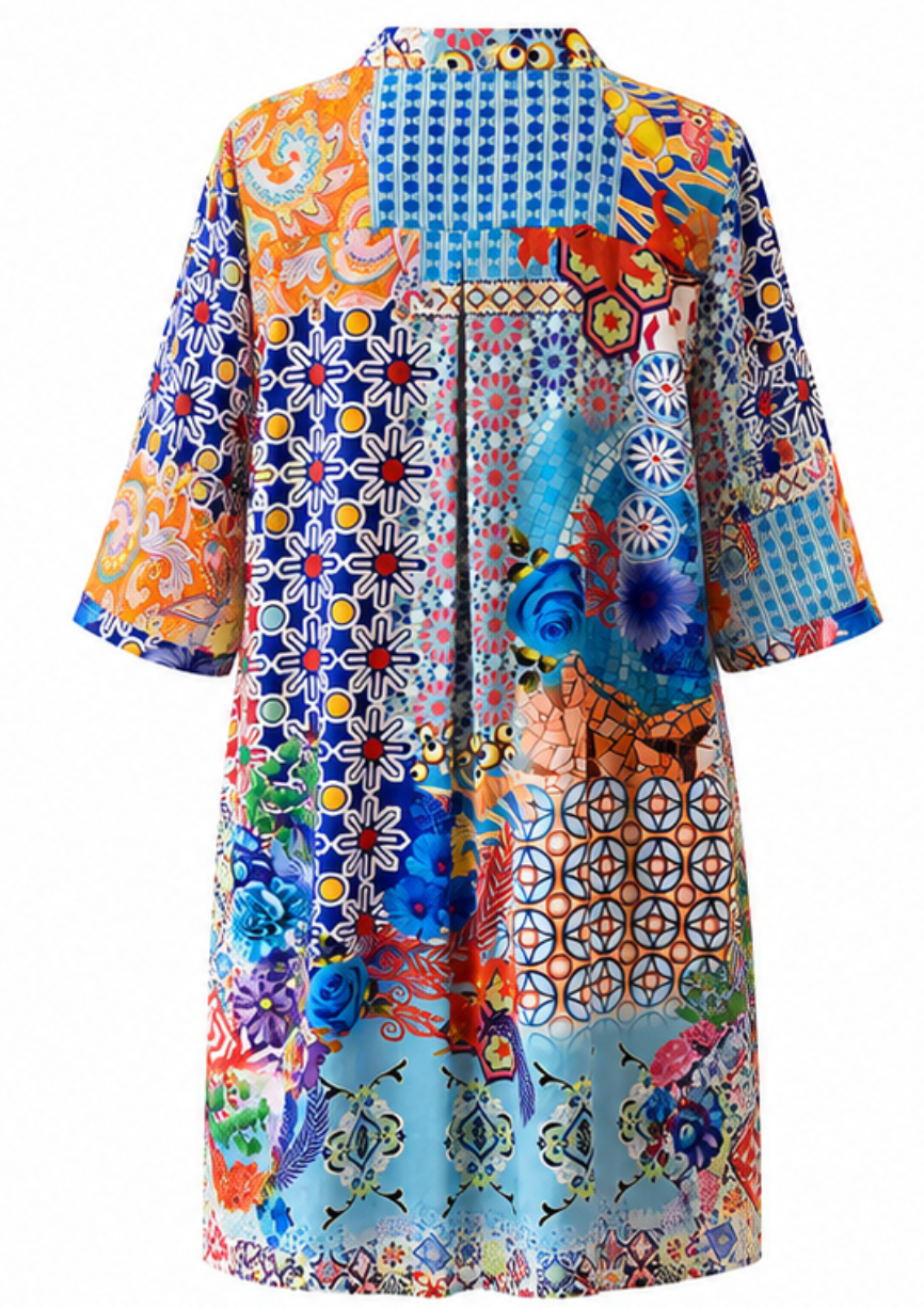 Vestido Camisero Mosaico Mediterráneo