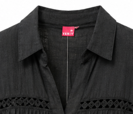 Vestido Camisero Negro Boho con Encaje