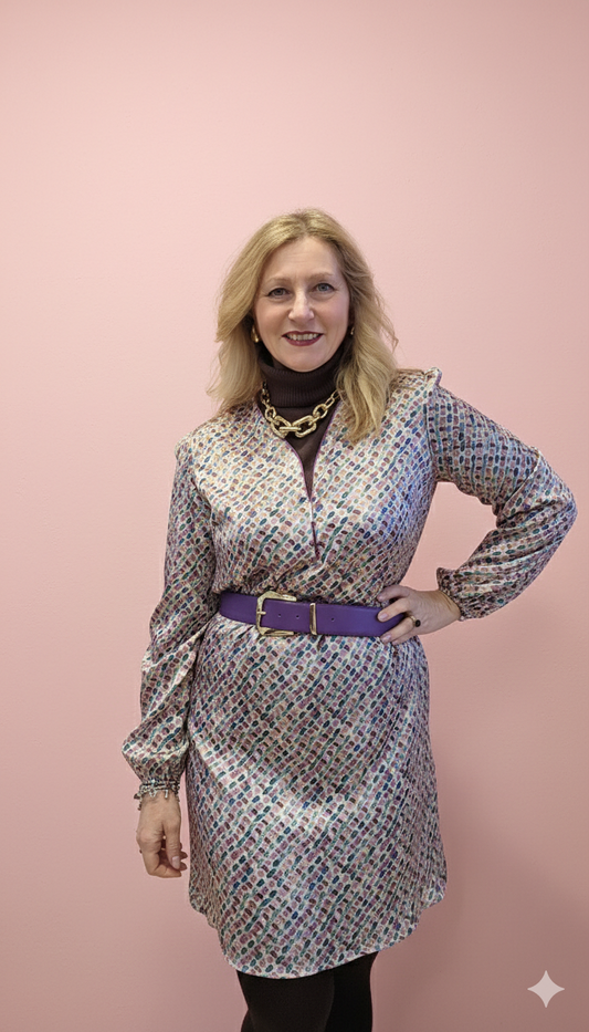 Vestido Estampado Geométrico Multicolor