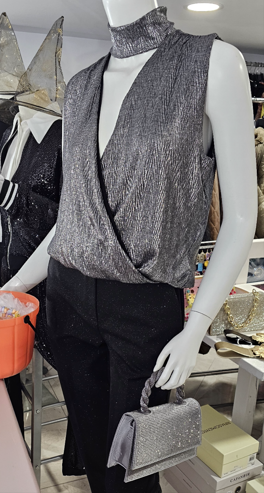 TOP RINASCIMENTO PLATA METALIZADA