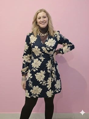 Vestido floral azul mujer con nudo