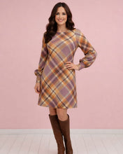 Cargar imagen en el visor de la galería, Vestido de Punto Geométrico Malva & Mostaza