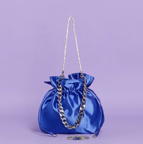 Bolso de mano azul con asa de strass Mimi-Mua