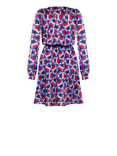 Cargar imagen en el visor de la galería, Vestido curvy de raso estampado geométrico - Rinascimento