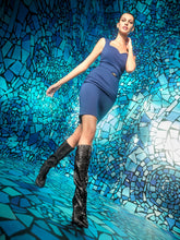 Cargar imagen en el visor de la galería, Vestido corte tubo azul Rinascimento