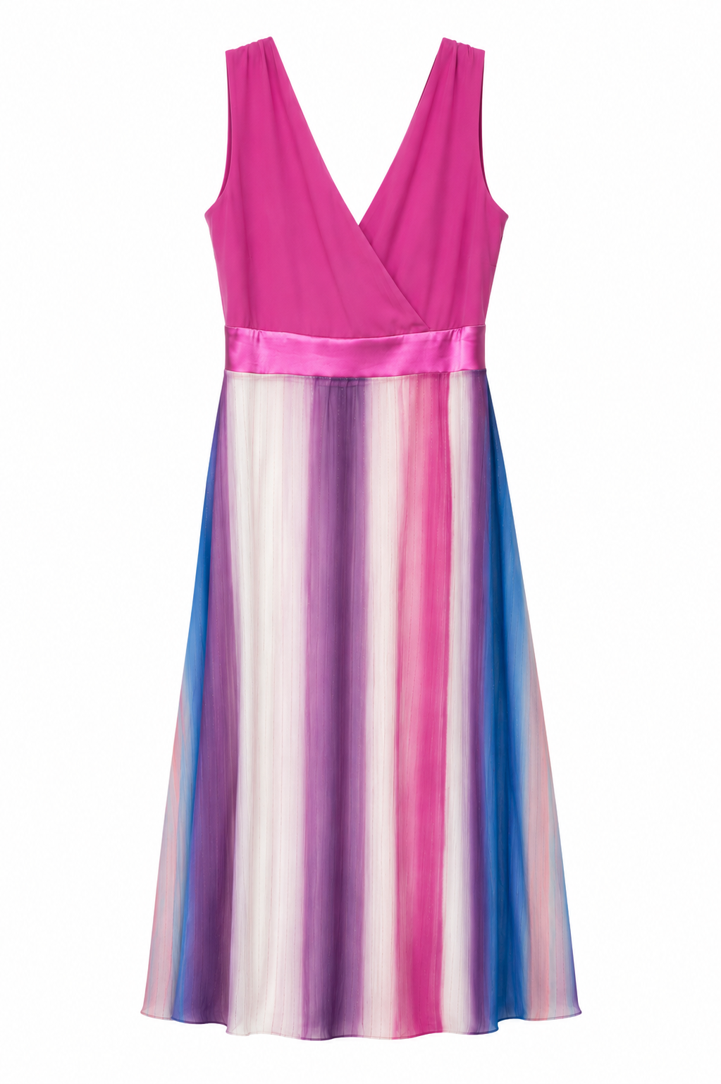 Vestido Midi Degradado Fucsia y Azul Curvy