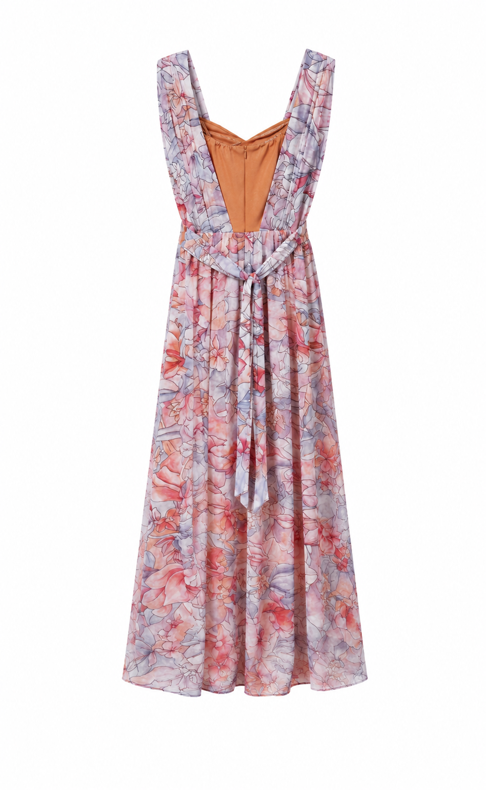 Vestido Midi Floral Pastel con Escote Profundo
