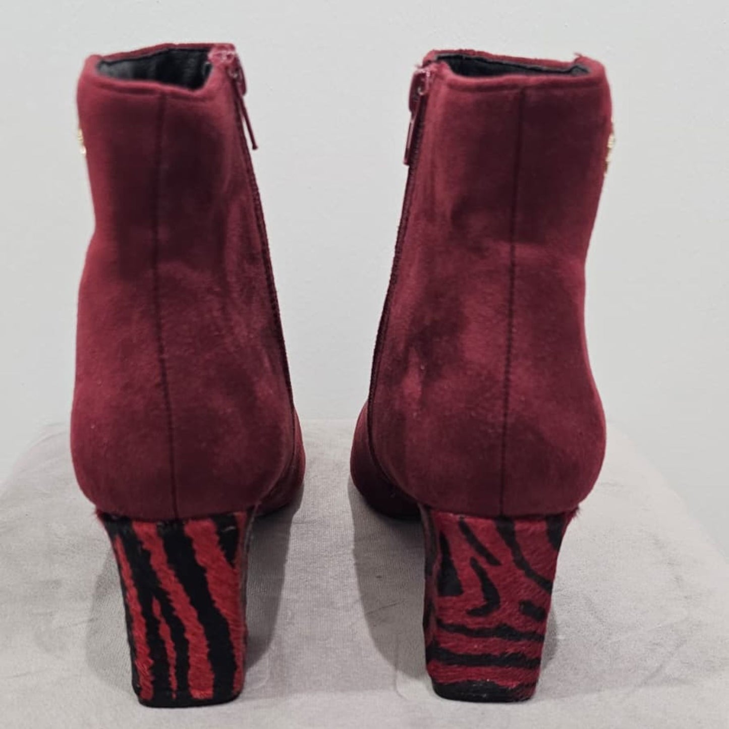 Botines Burdeos con Tacón Estampado