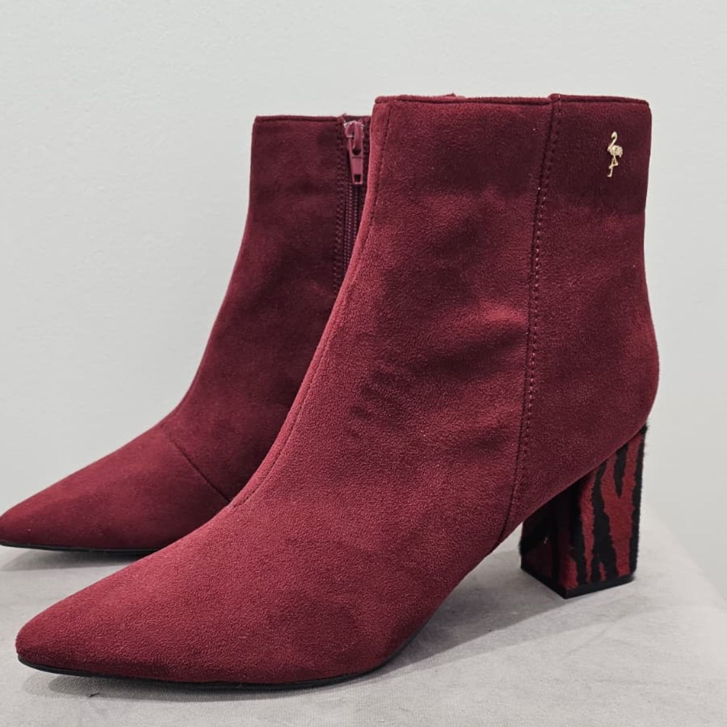 Botines Burdeos con Tacón Estampado