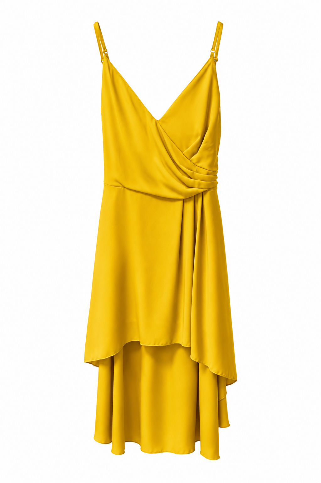 Vestido Asimétrico Amarillo Satinado