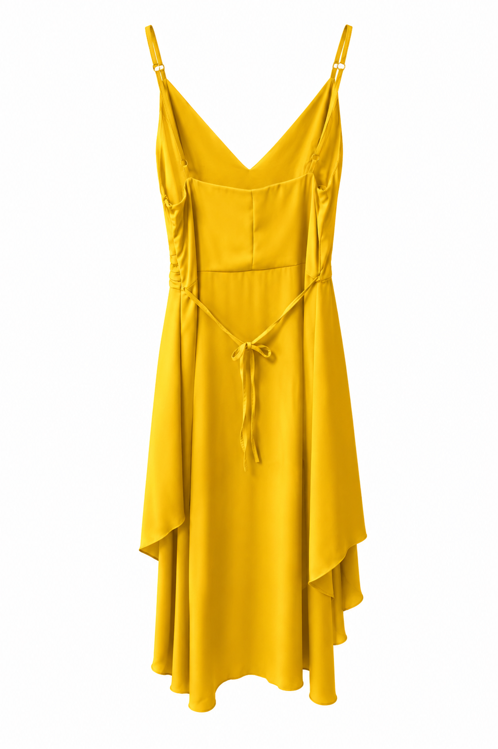 Vestido Asimétrico Amarillo Satinado