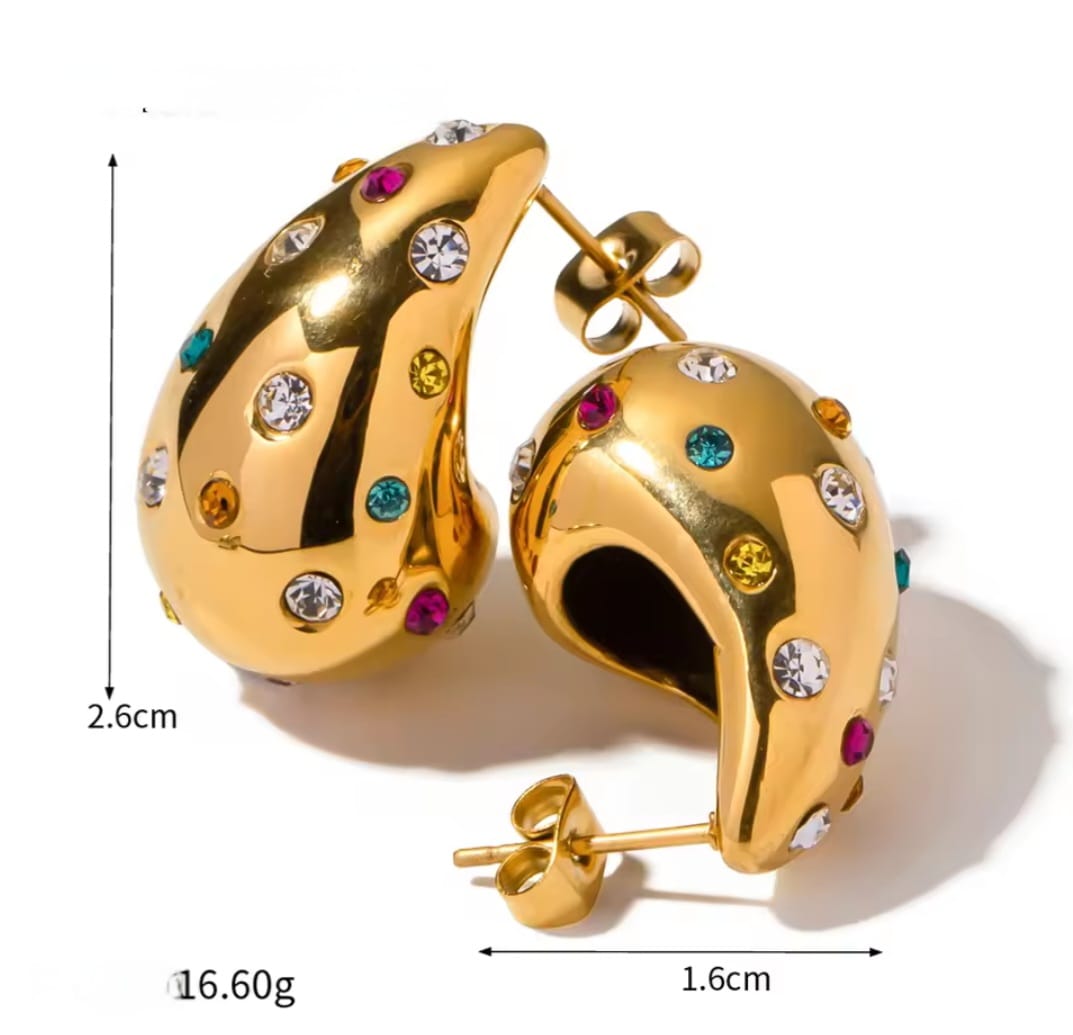 Pendientes Glowria – Acero Inoxidable con Cristal Multicolor | Alvisa & Co.