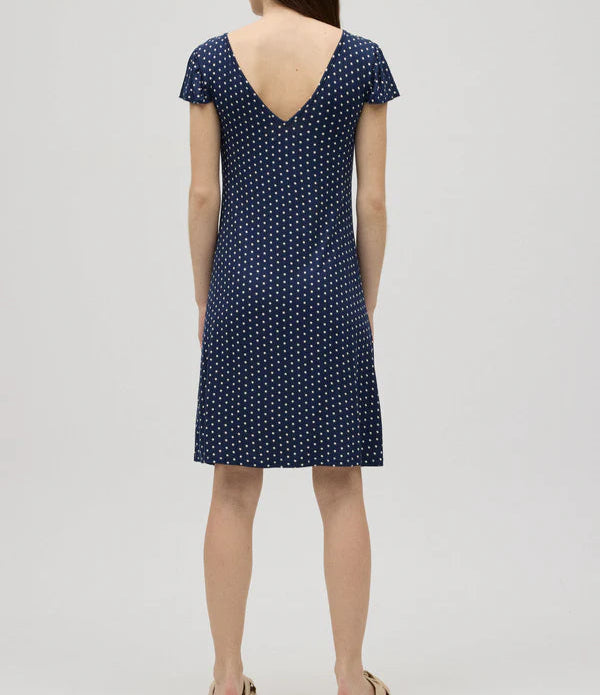 Vestido midi mujer cuello a V estampado lunares fresco y femenino