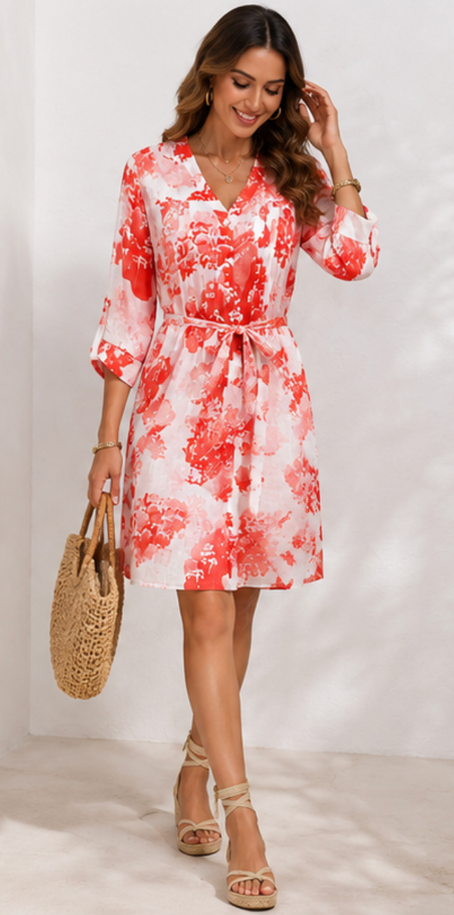 Vestido Camisero Lino Estampado