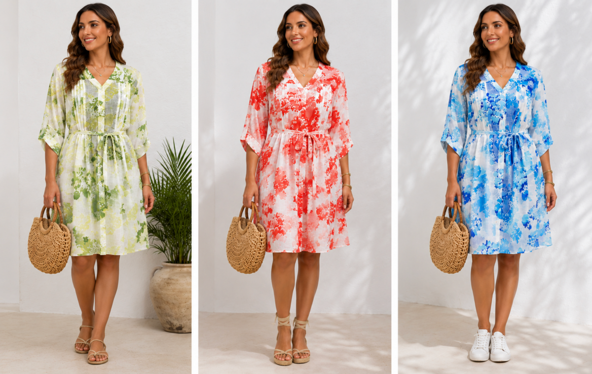 Vestido Camisero Lino Estampado