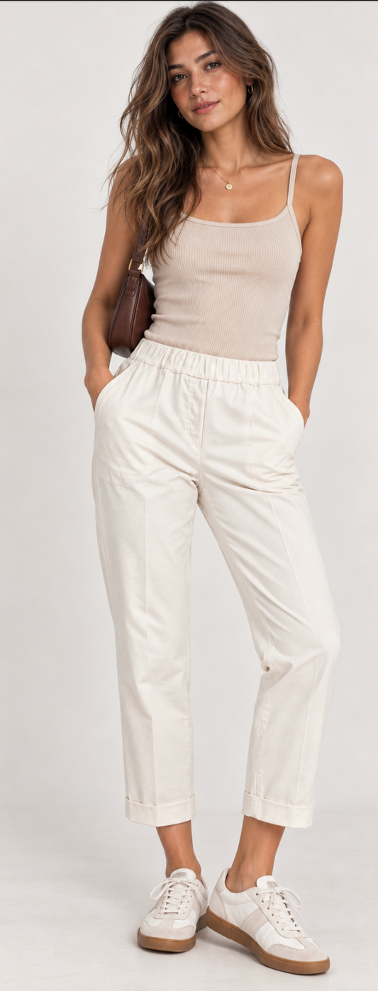 Pantalón Capri Blanco Casual Chic