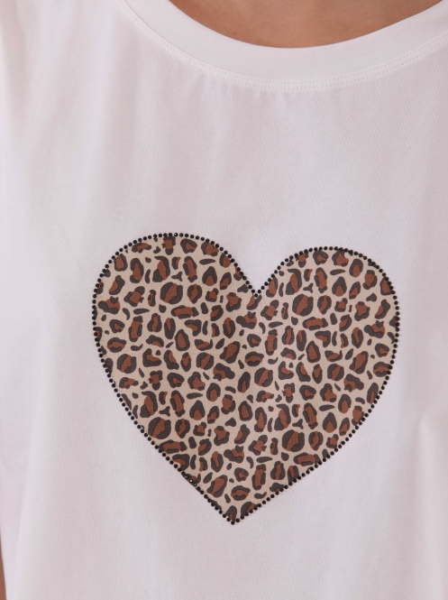 Camiseta de manga corta corazon leopard