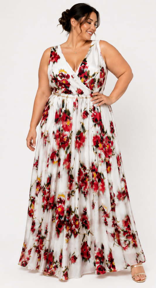 Vestido Largo Floral Scarlet Curve
