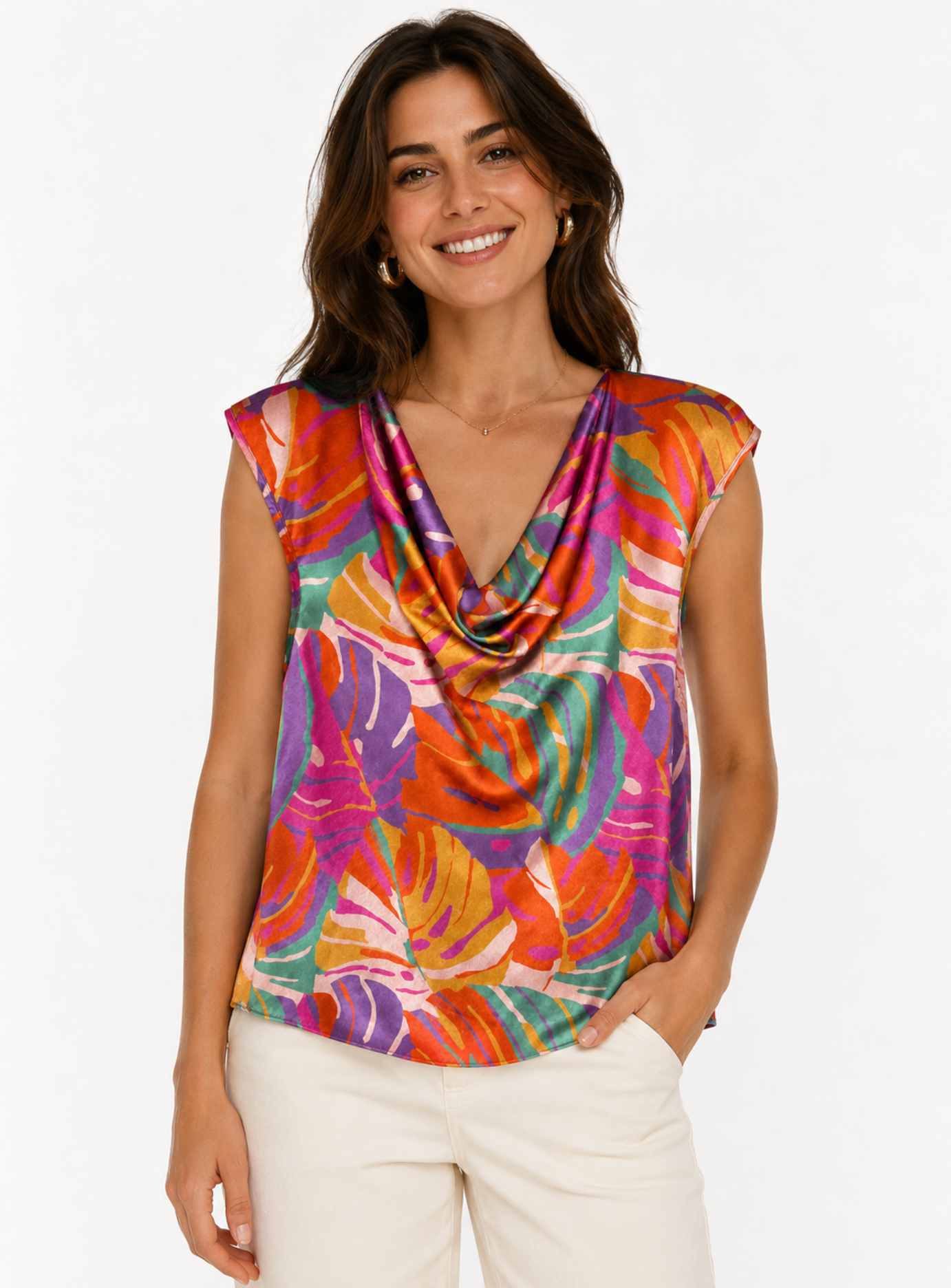 Blusa Tropical Satinada “Sunset Paradise”