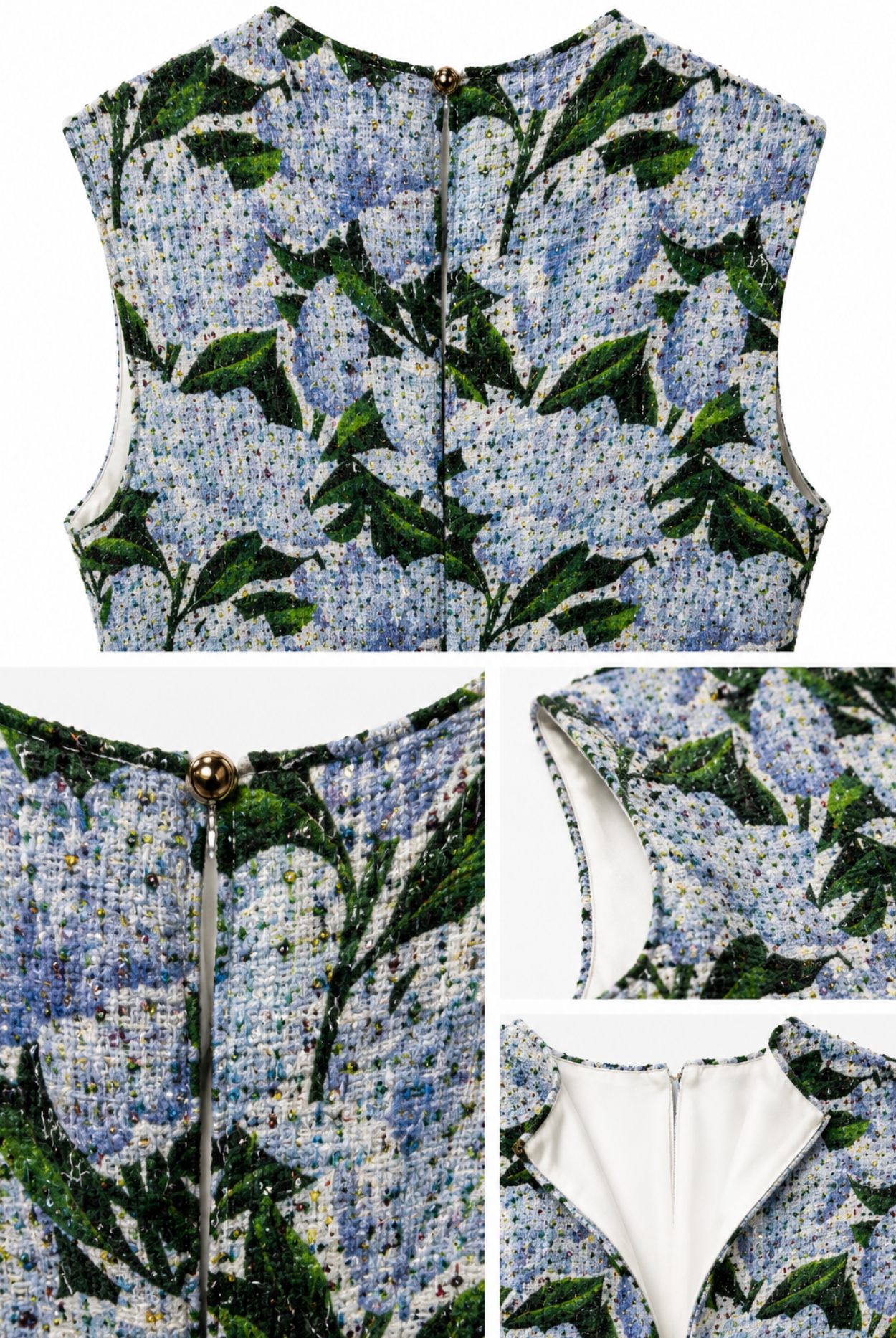 Vestido Tweed Floral Azure