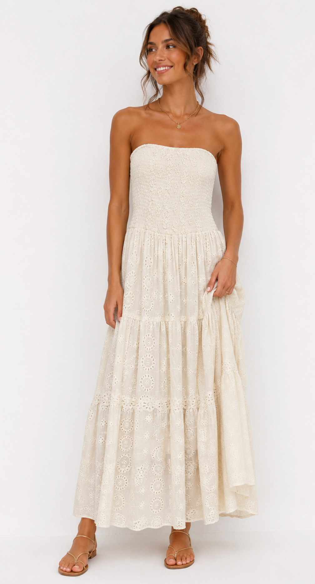 Vestido Largo Bordado Ibiza Blanco