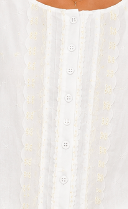 Camisa Bordada Floral Blanca
