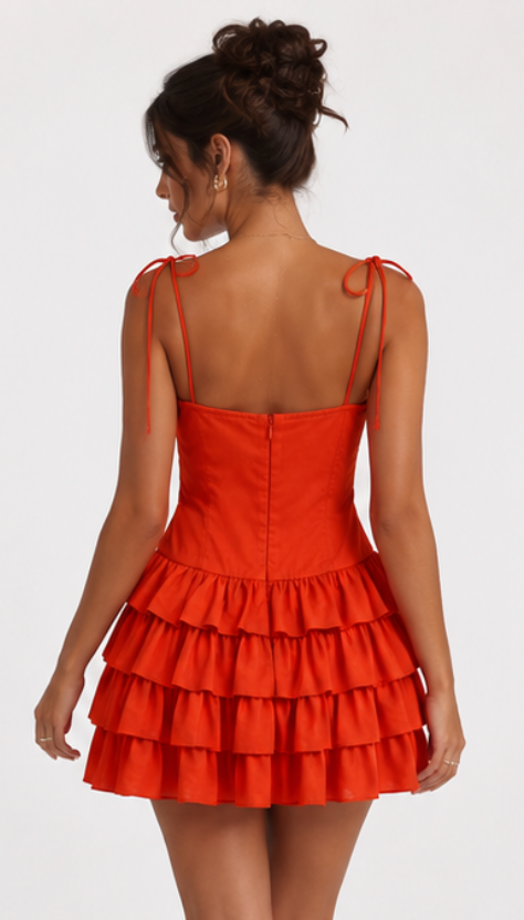 Vestido Volante Sunset Naranja