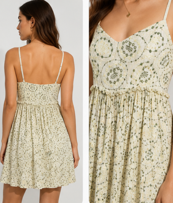 Vestido Bordado Verde Oliva