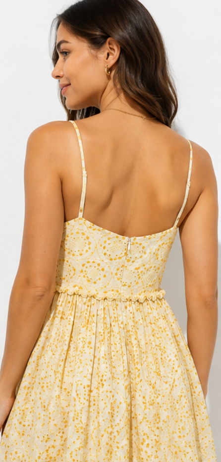 Vestido Bordado Soleil Amarillo