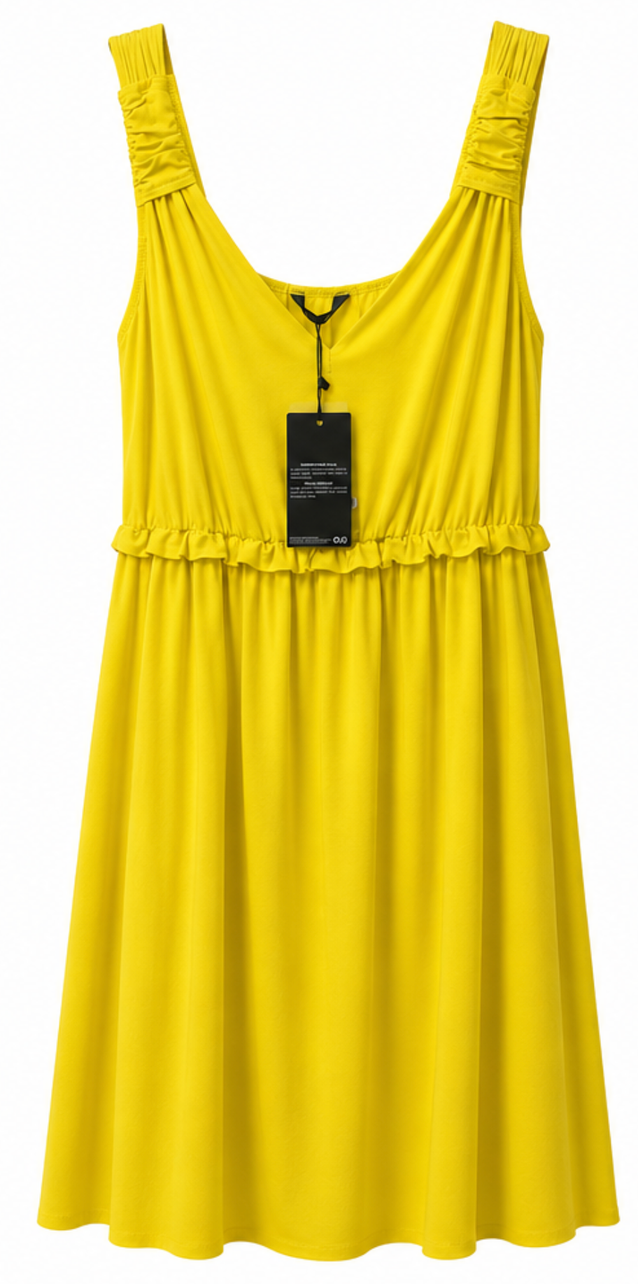 Vestido Fluido Amarillo con Detalle Fruncido