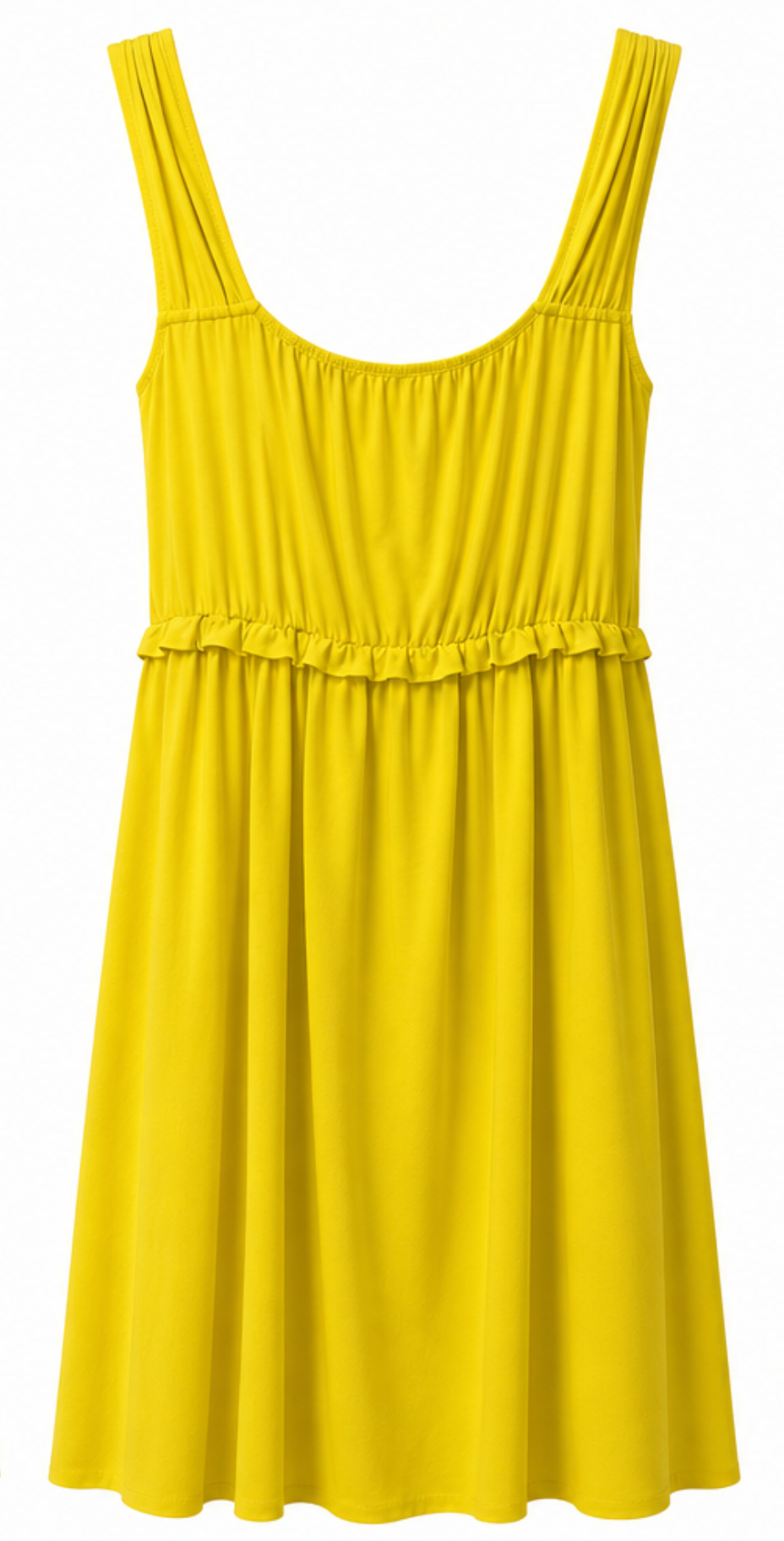 Vestido Fluido Amarillo con Detalle Fruncido
