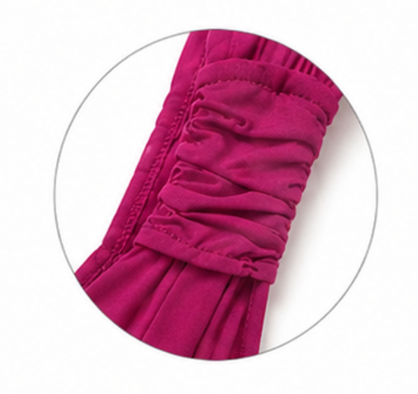 Vestido Fucsia Fluido con Escote en Pico y Tirantes Fruncidos