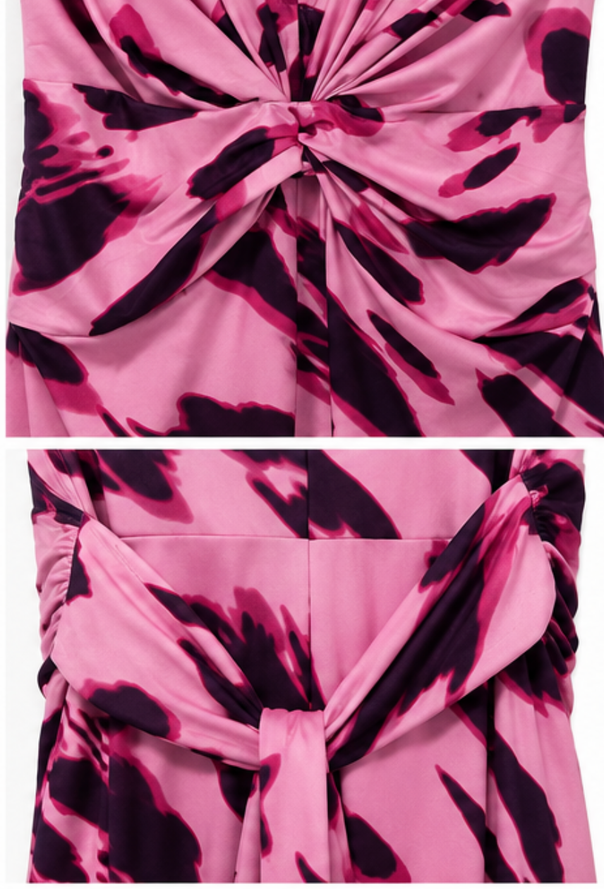 Vestido Nudo Animal Print Rosa