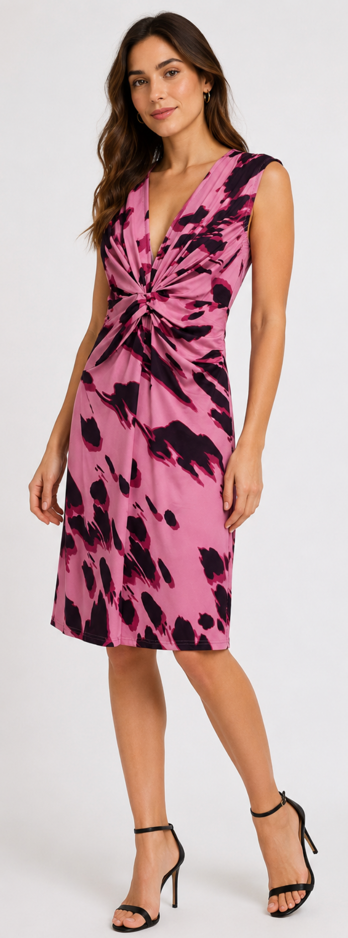 Vestido Nudo Animal Print Rosa