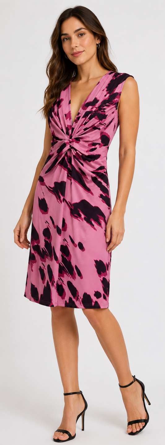 Vestido Nudo Animal Print Rosa