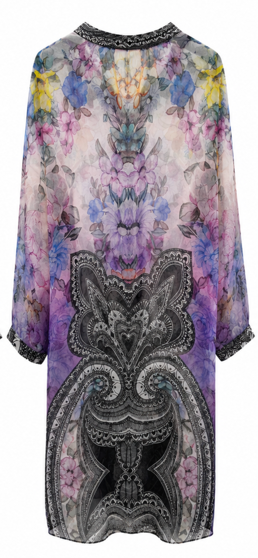Vestido/Túnica Kaftán Boho Floral Malva