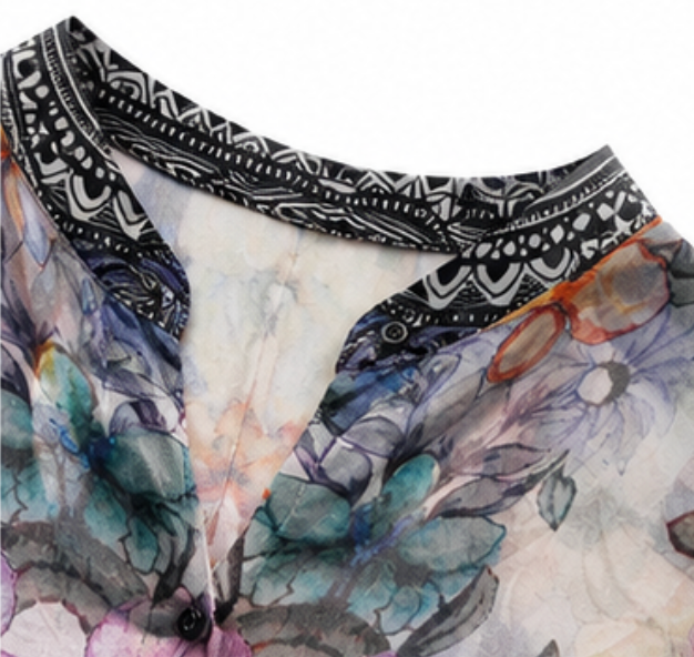 Vestido/Túnica Kaftán Boho Floral Malva
