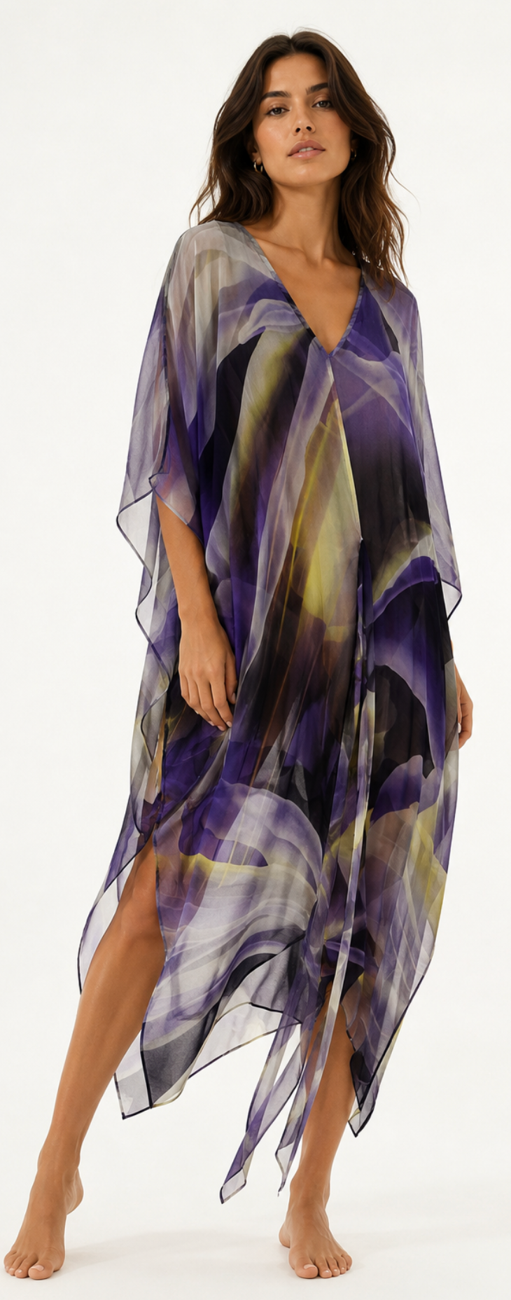 Kaftán de Gasa Estampado Iris | Morado
