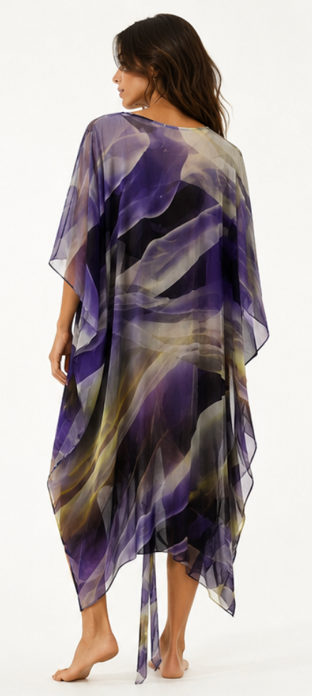 Kaftán de Gasa Estampado Iris | Morado