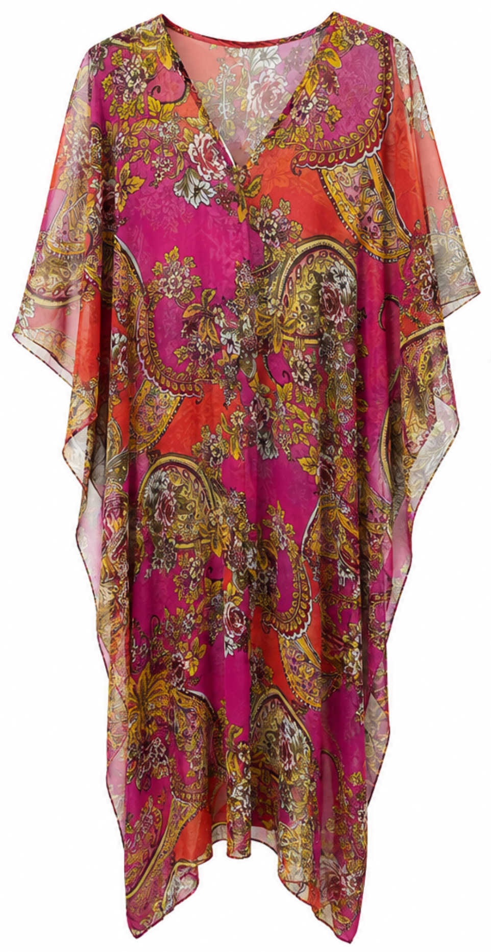 Vestido Kaftán Estampado Fucsia & Coral