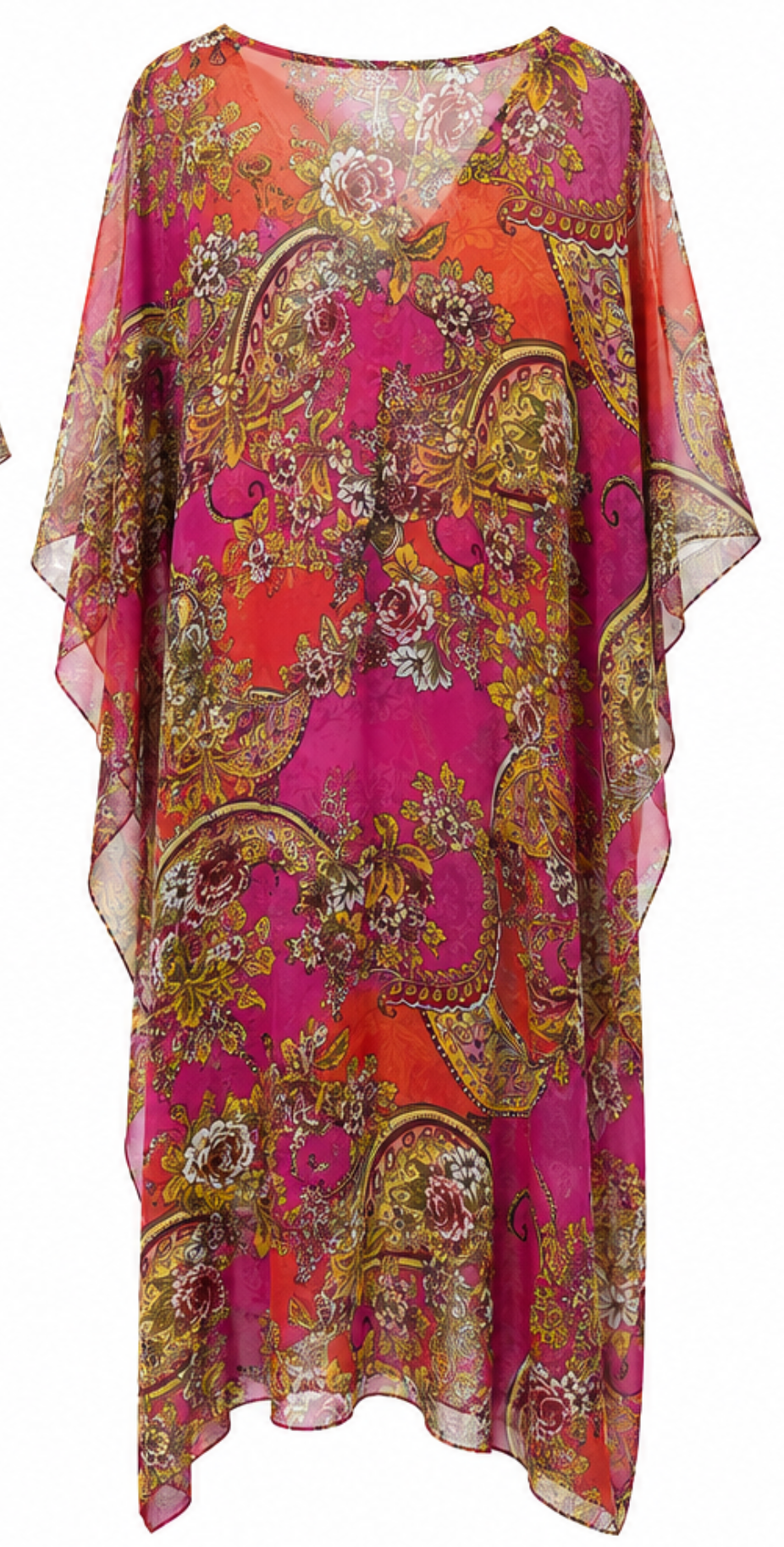 Vestido Kaftán Estampado Fucsia & Coral