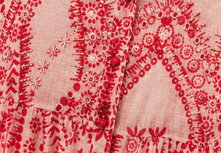 Vestido Camisero Boho Coral con Encaje