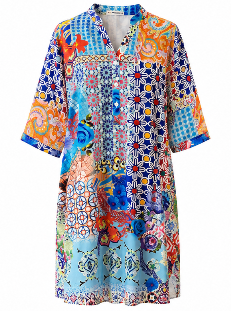Vestido Camisero Mosaico Mediterráneo