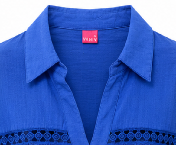 Vestido Camisero Azul Klein Bordado