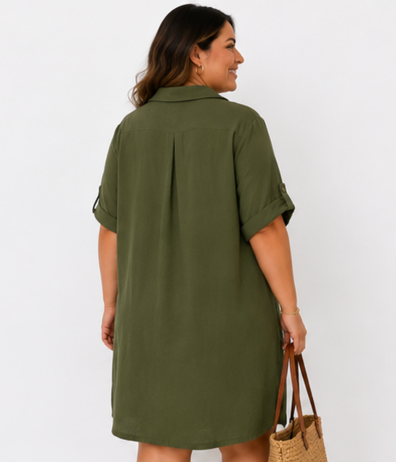 Vestido Camisero Oversize Caqui "Essence"