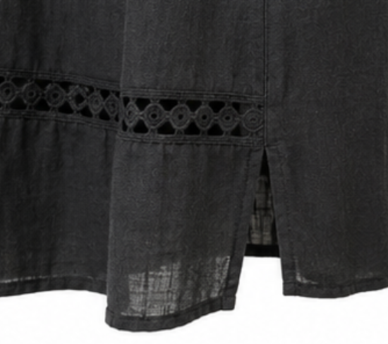 Vestido Camisero Negro Boho con Encaje