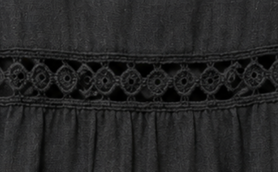 Vestido Camisero Negro Boho con Encaje